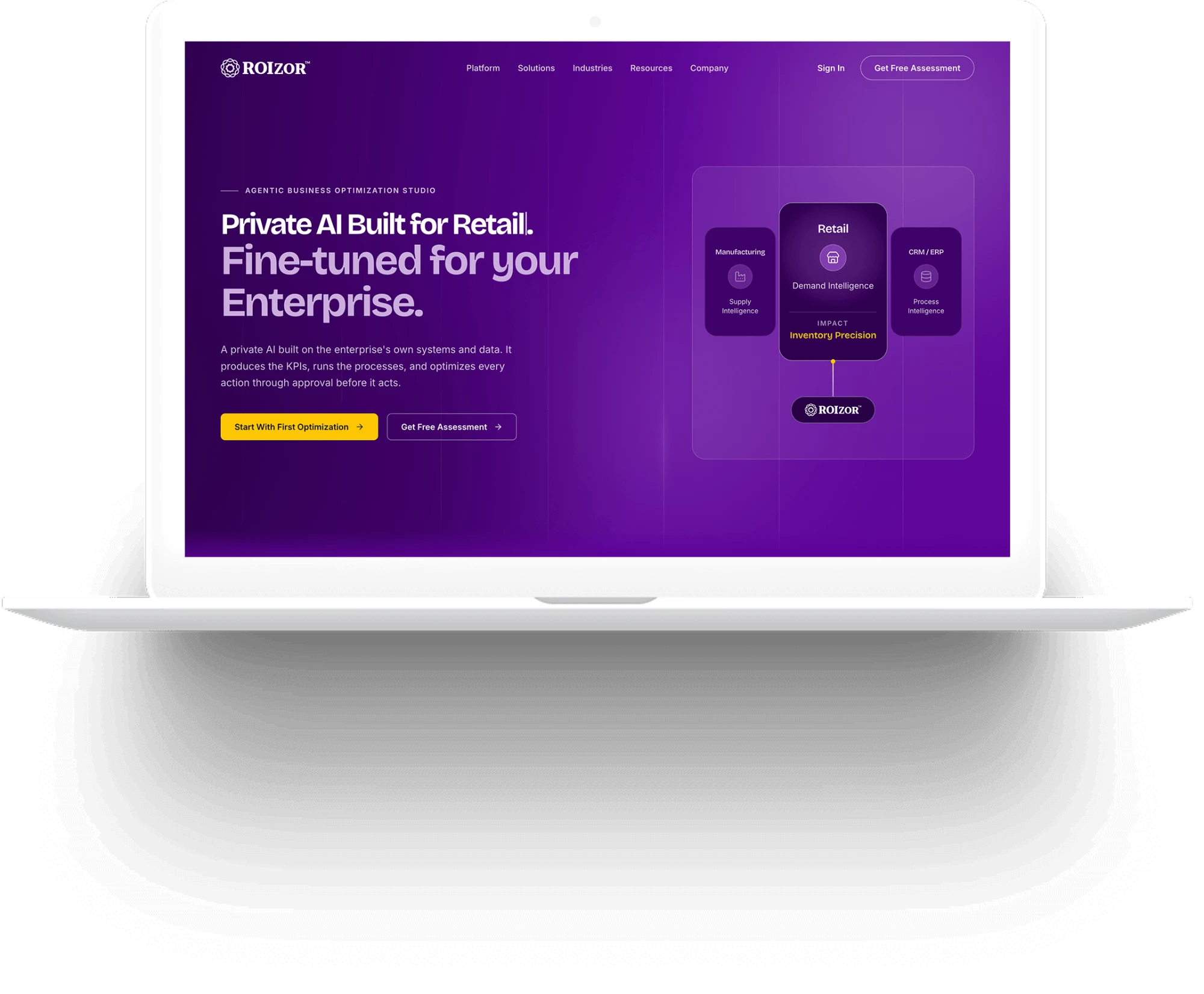 ROIzor private AI for retail, shown on a laptop